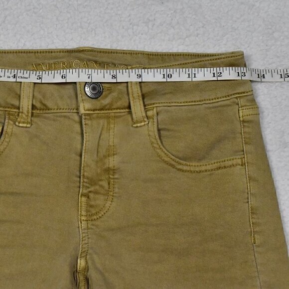 American Eagle Outfitters Super Stretch Twill Midi Shorts Tan Size 0 - Picture 3 of 14